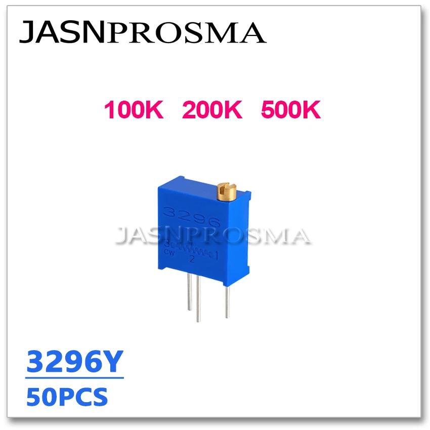 JASNPROSMA 50PCS 3296Y 100K 200K 500K 104 204 504 3296Y-1-104LF OHM Precision Adjustable Trimmer resistor Potentiometer trimpot