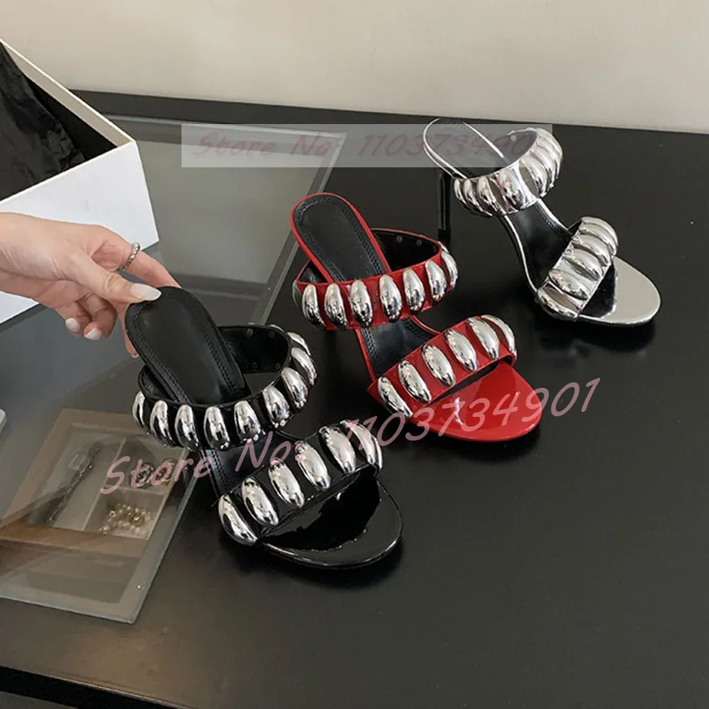 

Женские модные уличные тапочки с круглым куполом и открытым носком, туфли на высоком каблуке-шпильке с круглым носком, женские элегантные вечерние сабо большого размера