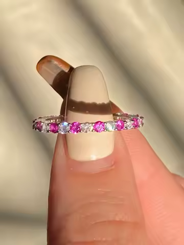 KNB 925 Sterling Silver Fashion Shiny 1.4mm Multicolor Zircon Stackable Ring For Women Anniversary High Quality Fine Jewelry