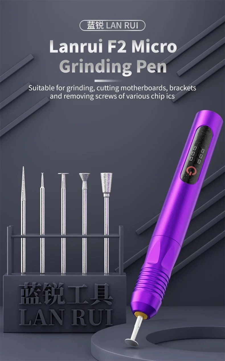 Lanrui F2 Micro Grinding Pen 3 Speed Adjustable Type-C Charging for Circuit Board Screw Removal Repair and Chip Grinding Tool