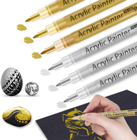 3Pcs/set 4 Colors Acrylic Paint Pen for Rock Painting, Stone,Ceramic,Glass,Wood, Tire, Fabric Metal, Canvas Extra-fine Tip Black