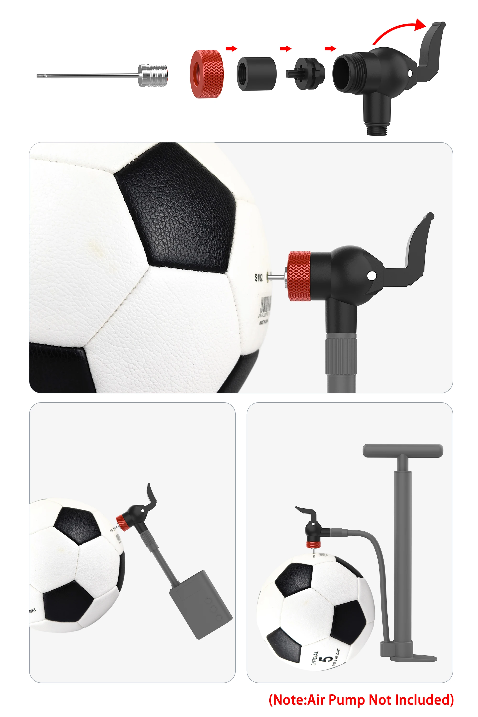 Luftpumpen-Düsenadapter Aufblasventil-Verbinder Schnellverschluss-Pumpendüse Fahrradzubehör – Detail 3