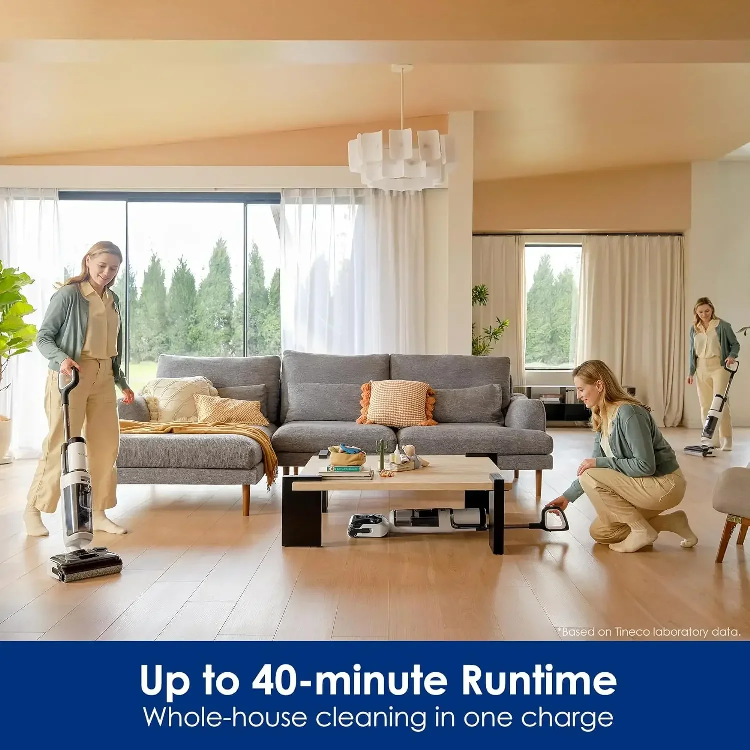 Smart Vacuum Mop, 40 Minutes Long Runtime 158℉ Flashdry Self-Cleaning, Dual-Sided Edge Cleaning Lightweight Floor Cleaner