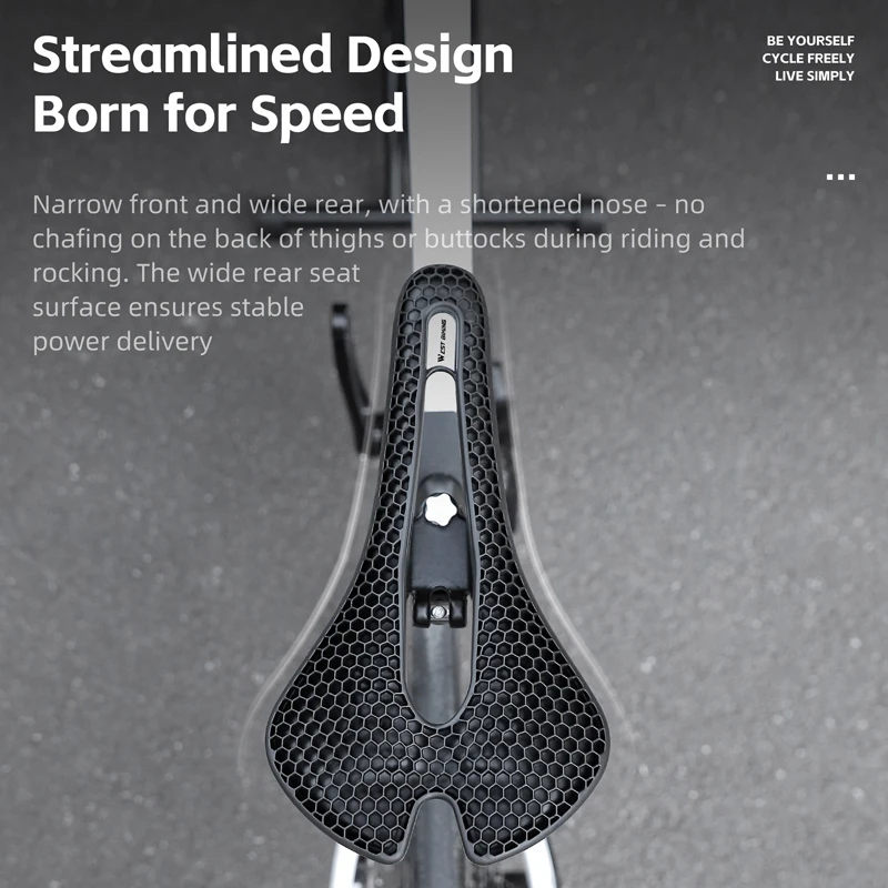 3D Honeycomb Road Bike Saddle, 276g, Carbon Shell