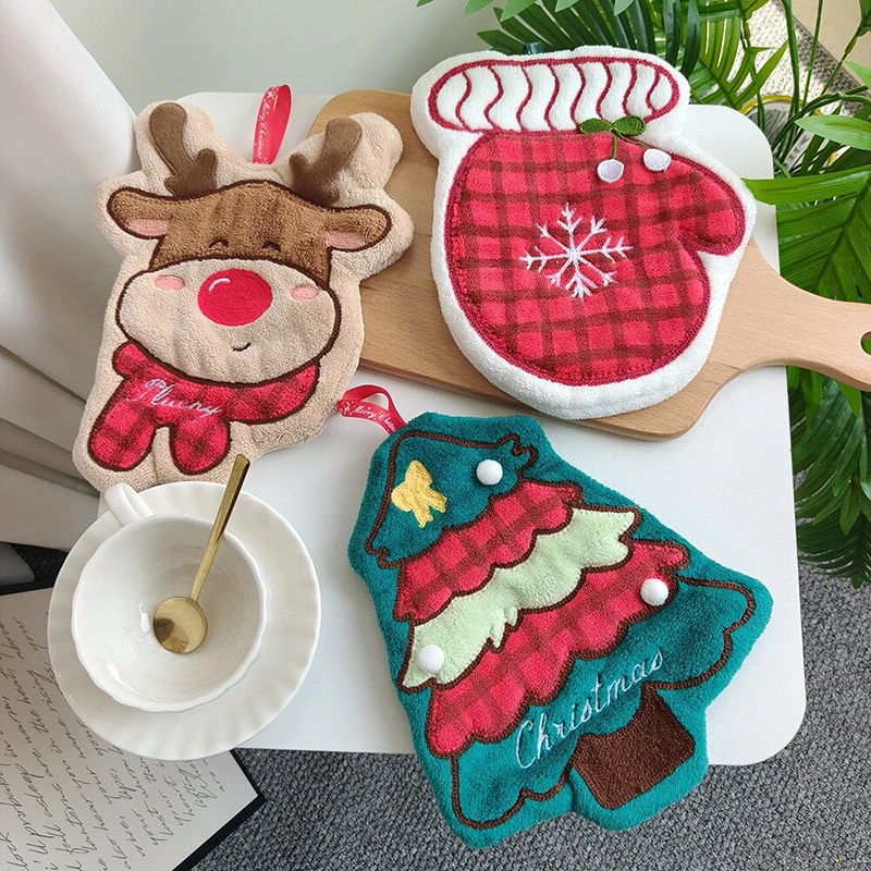 Weihnachts-Handtuch, saugfähige Hängetücher für Küche und Bad, Taschentuch, Weihnachtsbaum, Weihnachtsmann, Lebkuchen-Handtuch, Geschenk – Detail 1