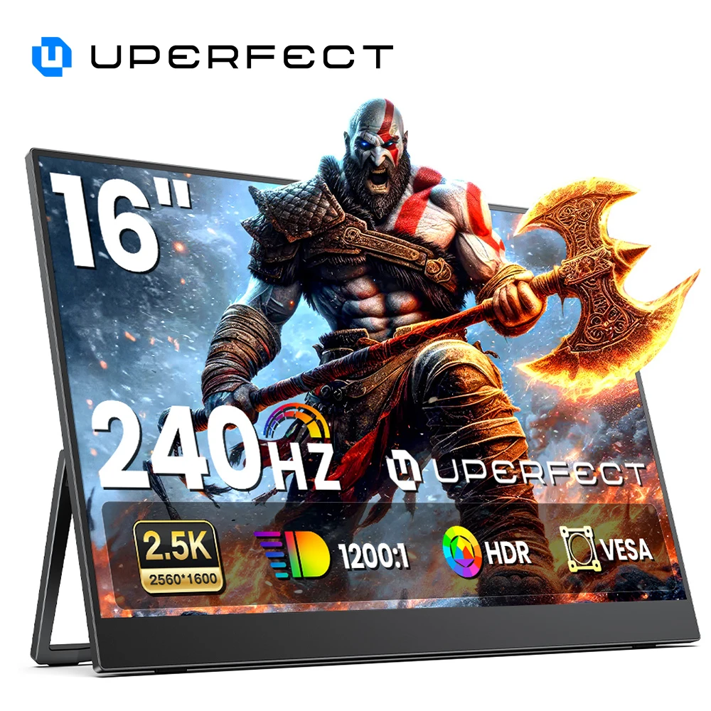 UPERFECT UGame J5 2.5K 240Hz Gaming Monitor 16" Portable Display 100%sRGB w/HDMI USB C For PS5 Steam Deck Switch XBOX Laptop PC