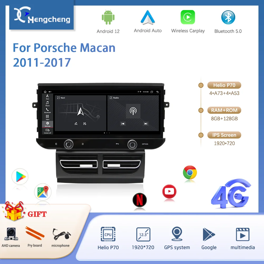 12.3 Car Multimedia Video Player For Porsche Macan 2011-2017 GPS Navigation Radio Android12 8Core Auto Carplay 4G Host 360Camera