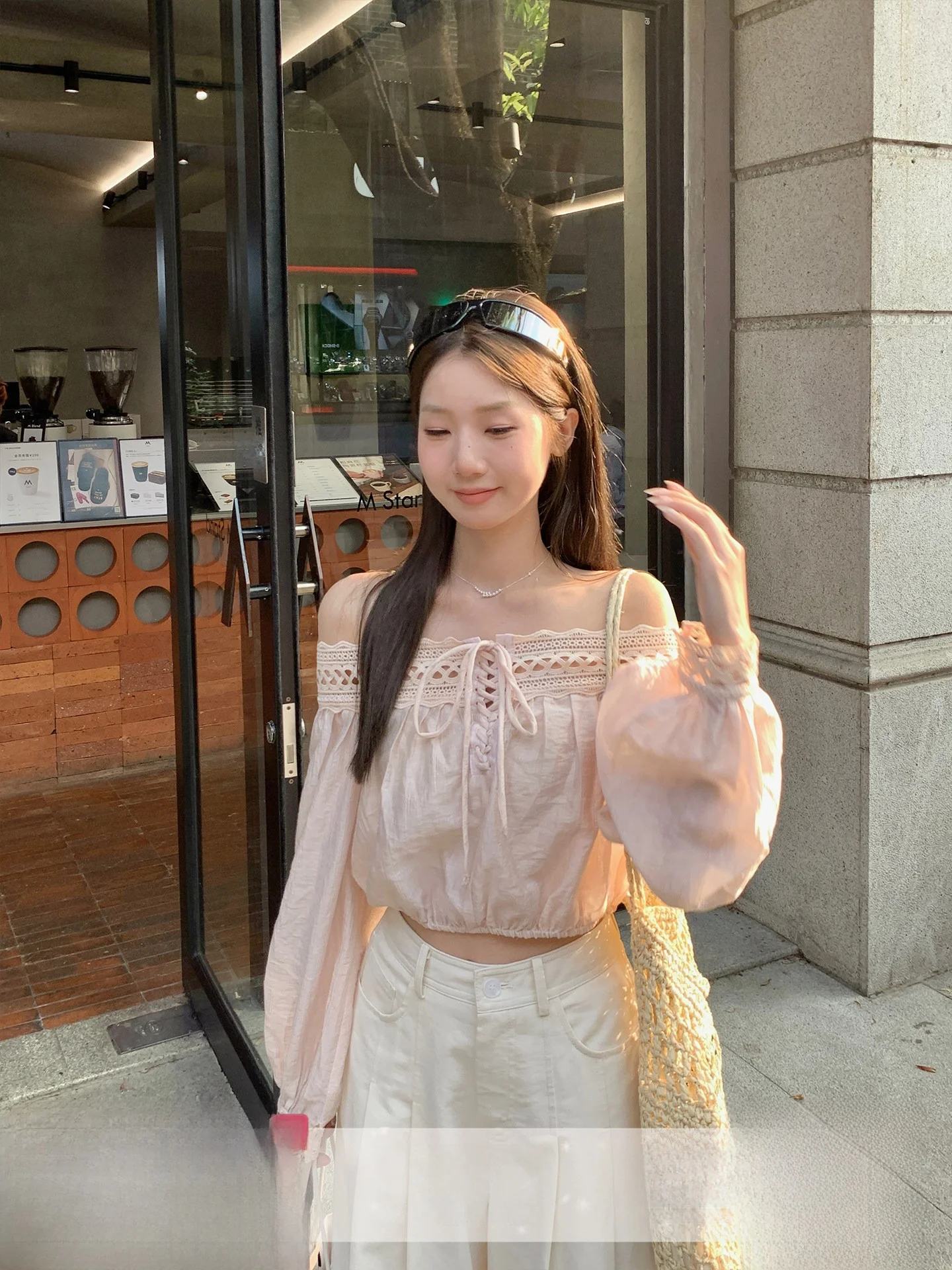 

ort Lace Splice Bell Sve irts Women's Pure Desire Sle Korean Faion oulder Bared Knot Long Sve irt Ciwalk ...