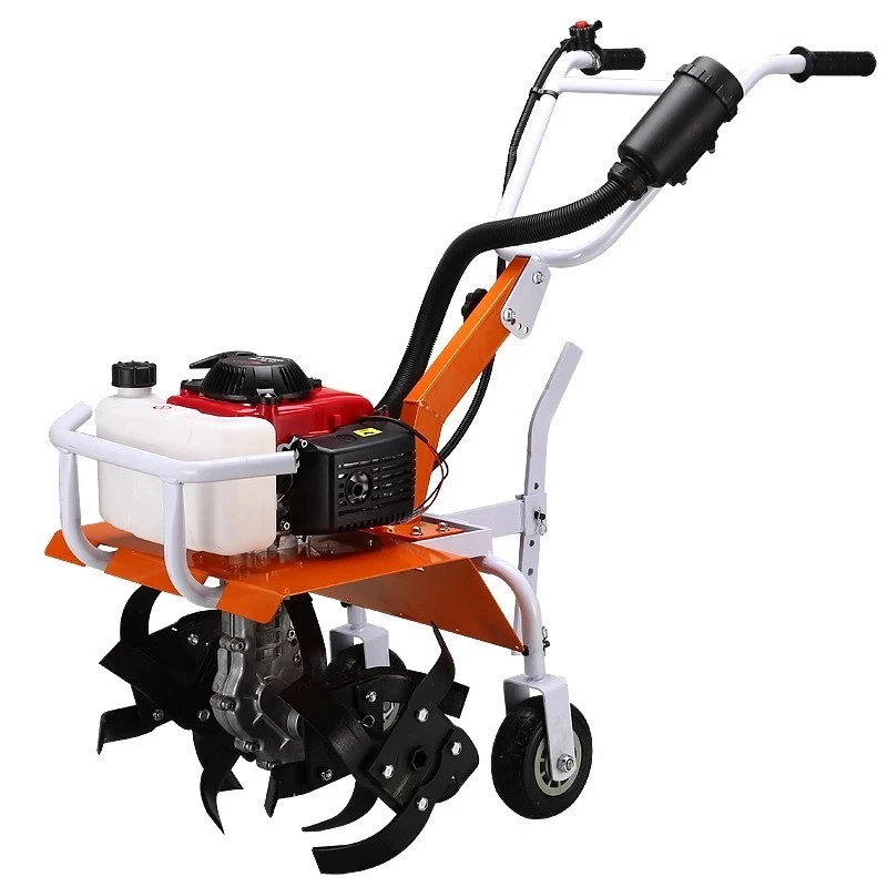 Home Hoe Weeding Micro-tillator Small Agricultural Gasoline Rotary Tiller, Loosen Soil, Open Ditch, Plow