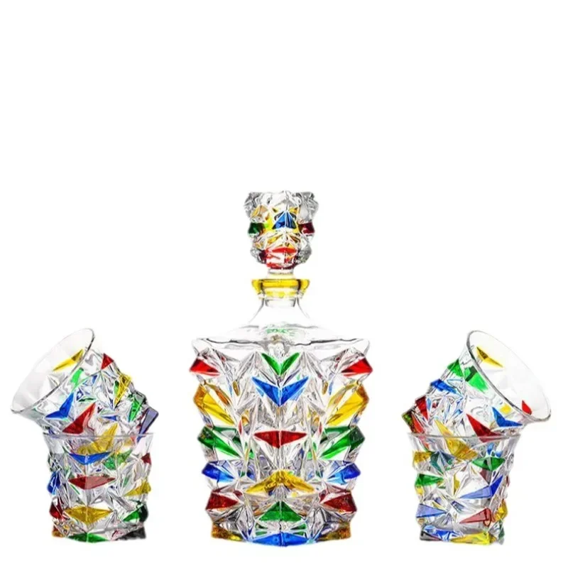 Italy imported craft painted wine set, foreign wine cup whiskey cup , crystal glass wine bottle pot set