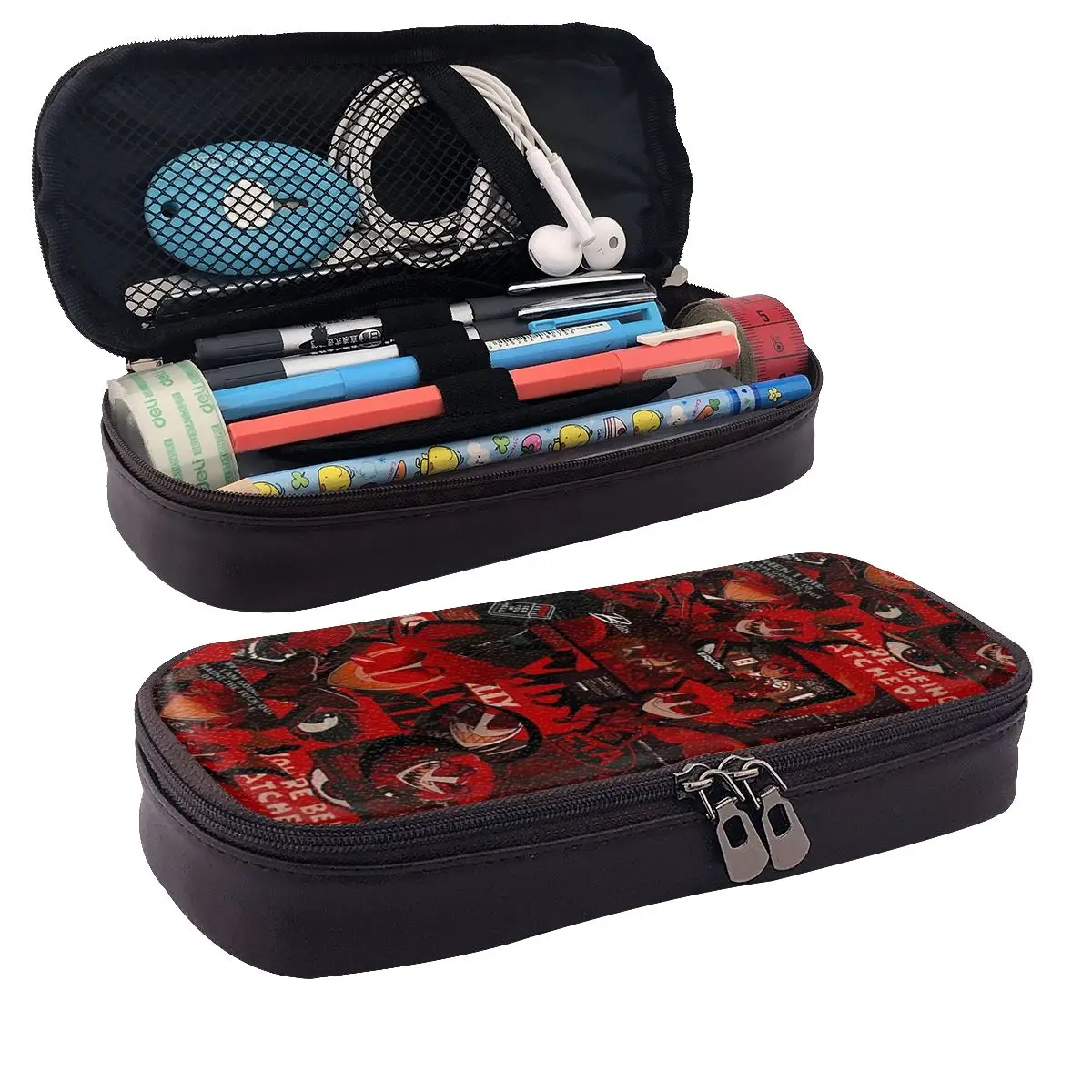 Alastor Error Leather Pencil Case Pen Holder Storage Stationery Supplies Pen Box Pencil Bag for Boys Girls School