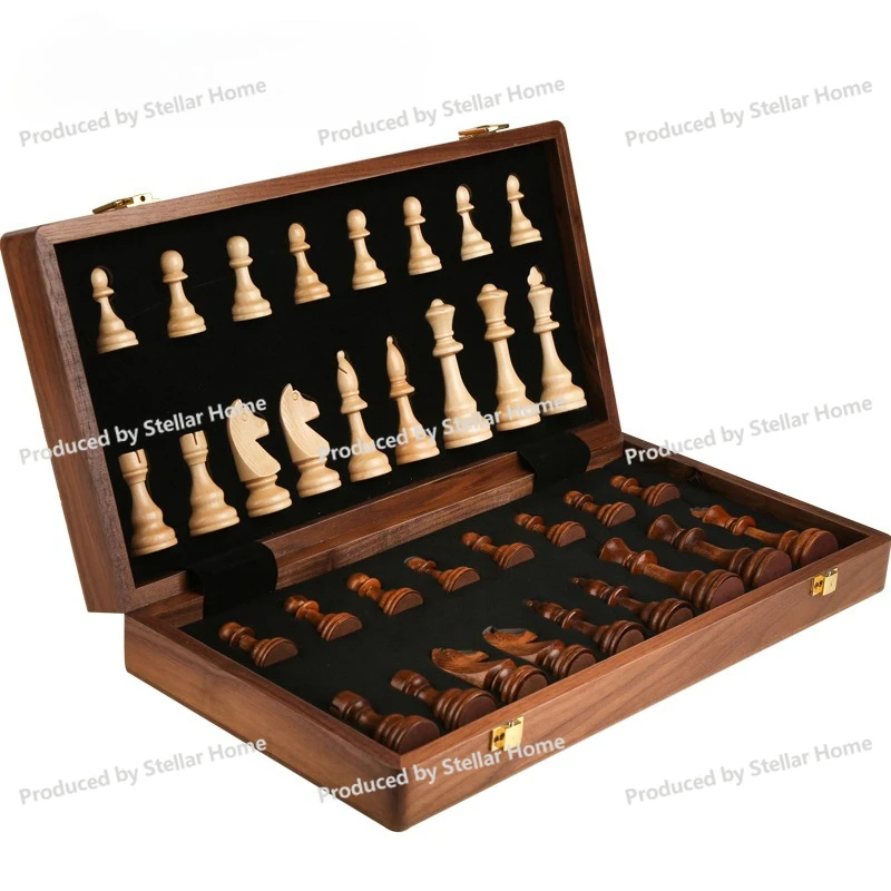Chess Solid Wood High-end Suit Large Children's Wooden Folding Board Chess Competition