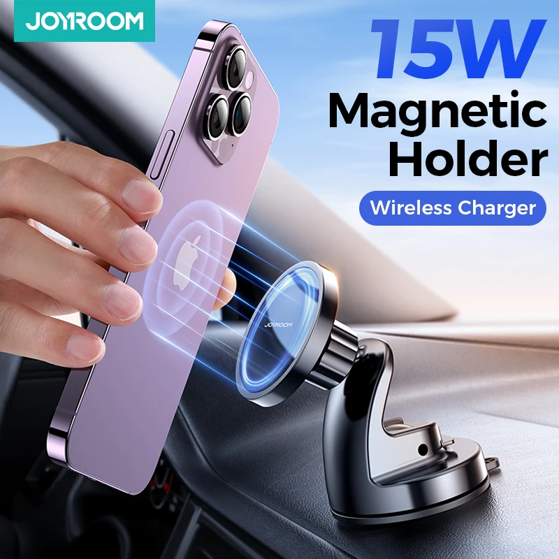 Joyroom 15W Fast Magnetic Car Phone Holder Wireless Charger For iPhone 14 13 12 Vent Mobile Support Car Bracket Car Accessories