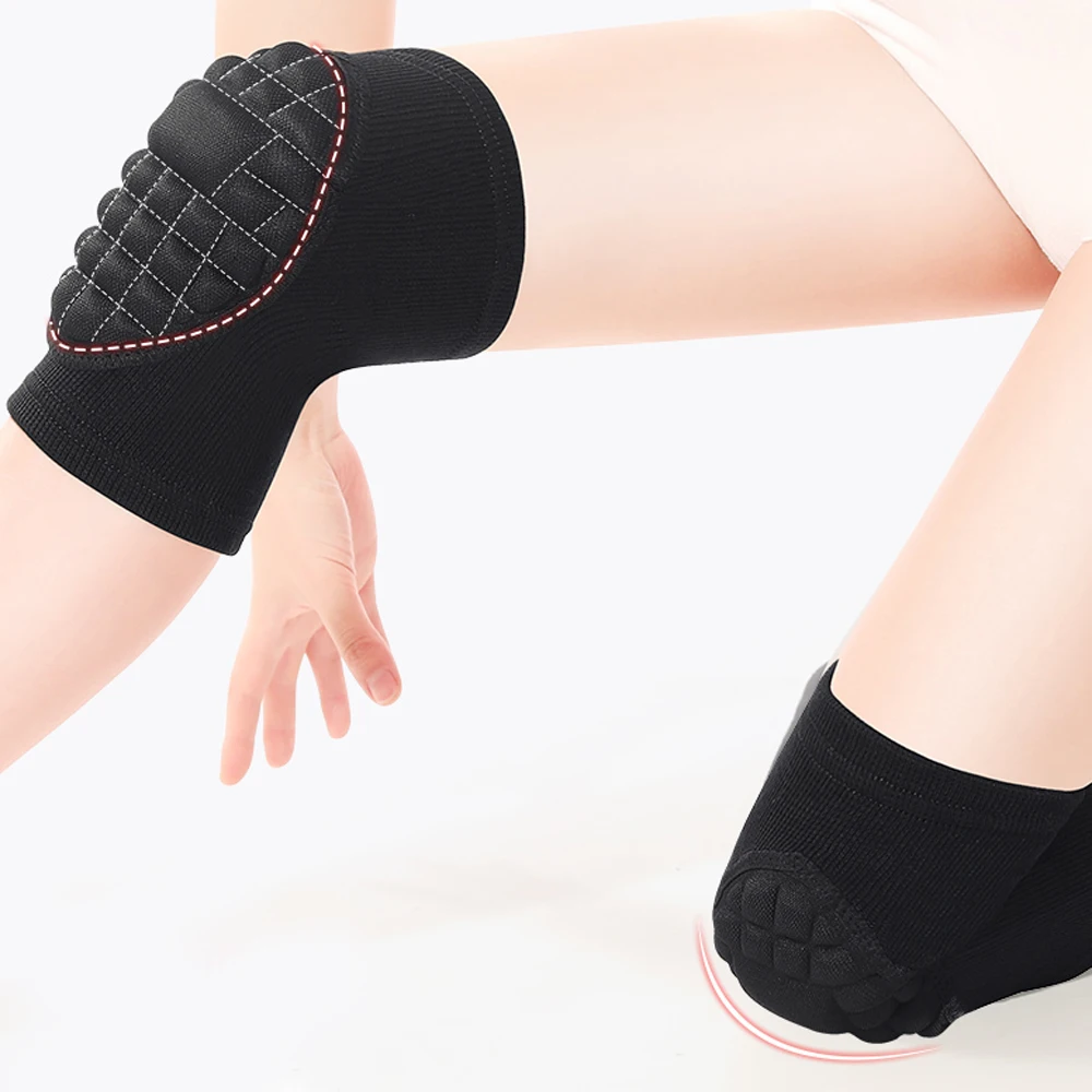 1Pair Knee Compression Sleeve with Thick Sponge,  Collisioned Kneepads for Sports & Work & Warmth & Pain Relief & Daily Use