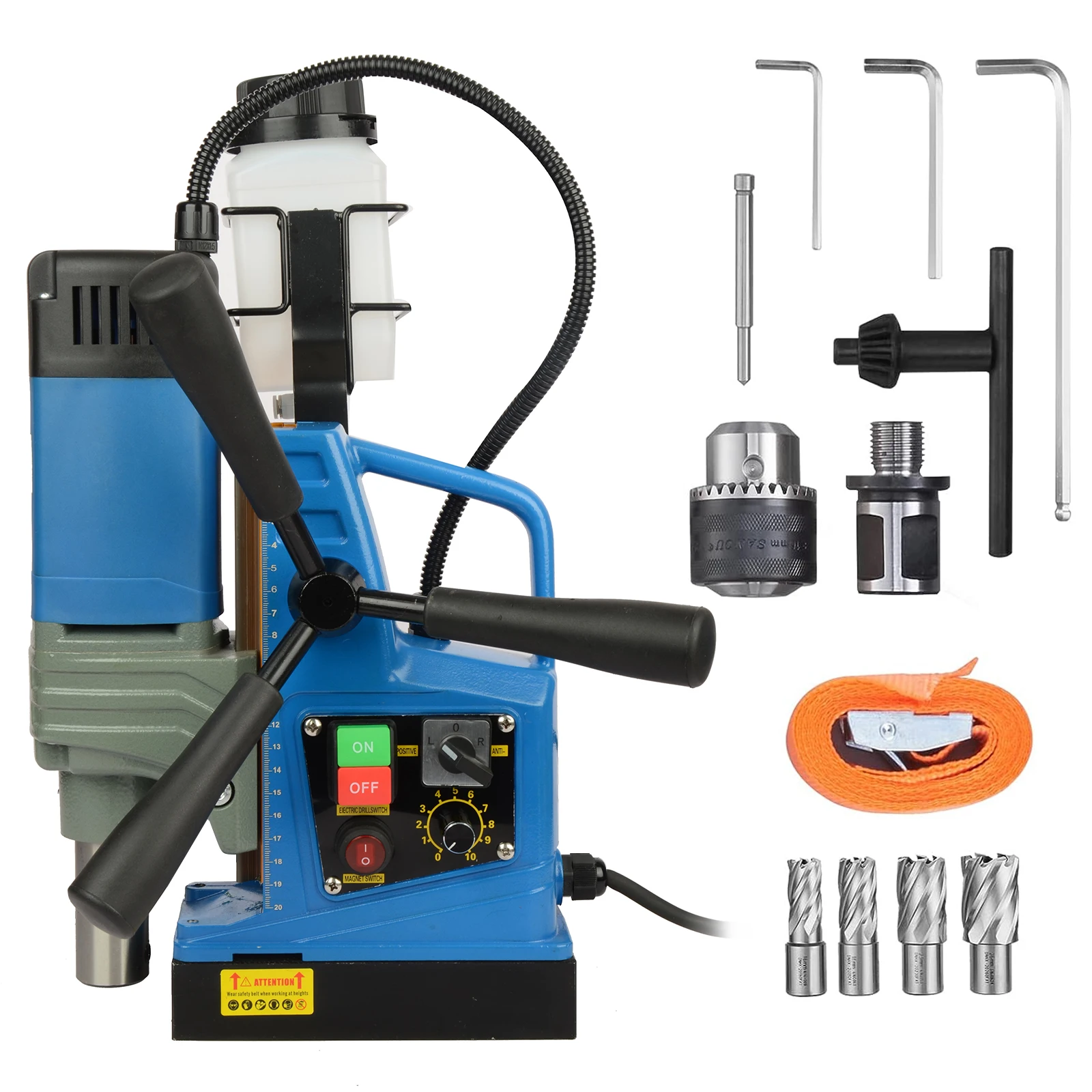 

Magnetic Drill Press 1300W 700 PRM Portable Mag Drill Press with Twist Drill Chuck Drill Bits 1.6" Boring Diameter 2922lbf for M