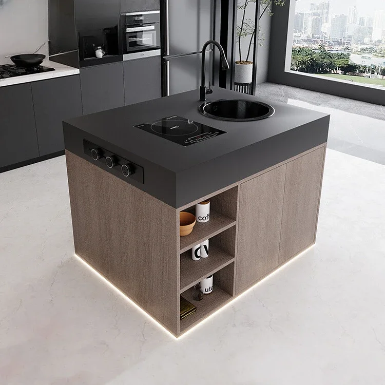 

New Rock Plate Island Table Cabinet Light Luxury Living Room Bar Kitchen Household Multifunctional Storage Cabinet