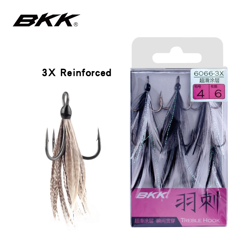 ganchos-de-pesca-bkk-6066-3x-np-featherde-em-aco-carbono-de-alta-qualidade-com-olho-reforcado-e-ponta-redonda-super-afiada-anti-corrosao