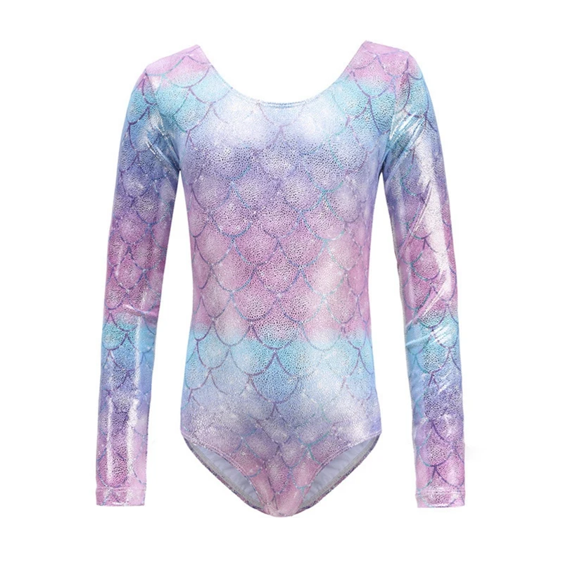 Kids Long-Sleeved Gymnastics Leotard Children Girls Ballet Body Suit Dance Stage Performance Clothes 3-14 Years