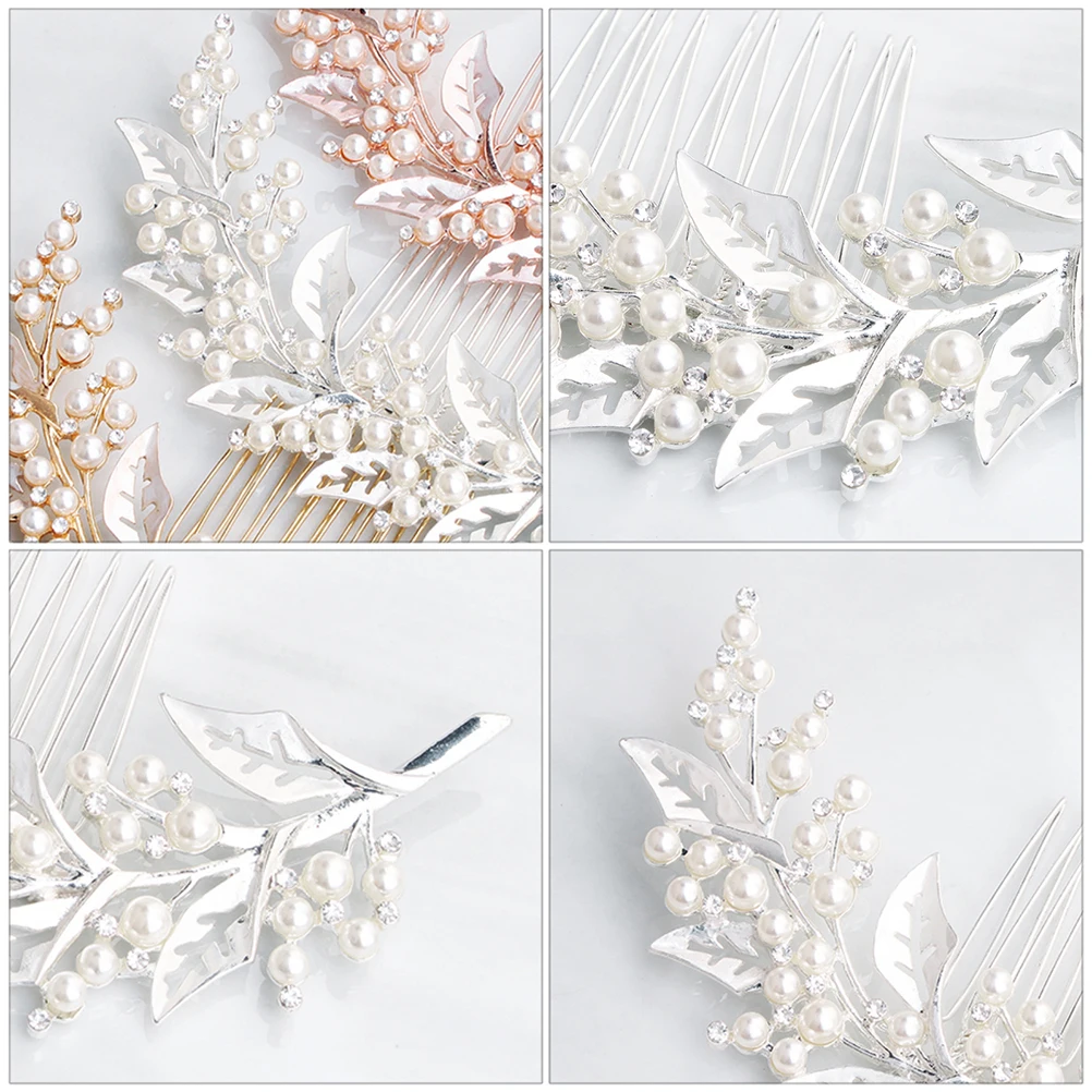 

Pearl Alloy Rhinestone Hair Comb Bride Wedding Party Accessories Bridesmaid Prom Women Headdress Hair Decorations