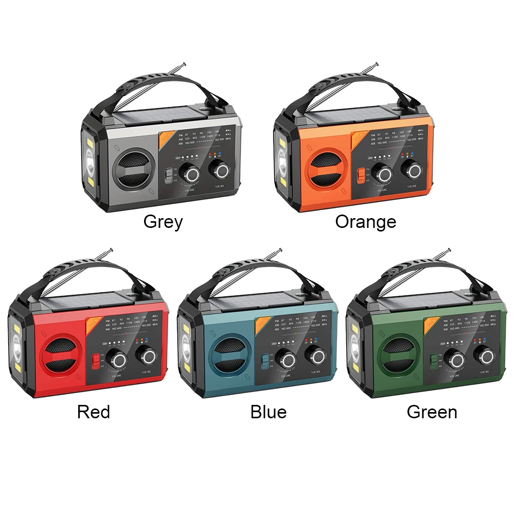 Radio de alerta meteorológica Solar de 20000mAh, linterna de manivela y luz de lectura AM FM NOAA, Radio meteorológica de manivela de emergencia para emergencias