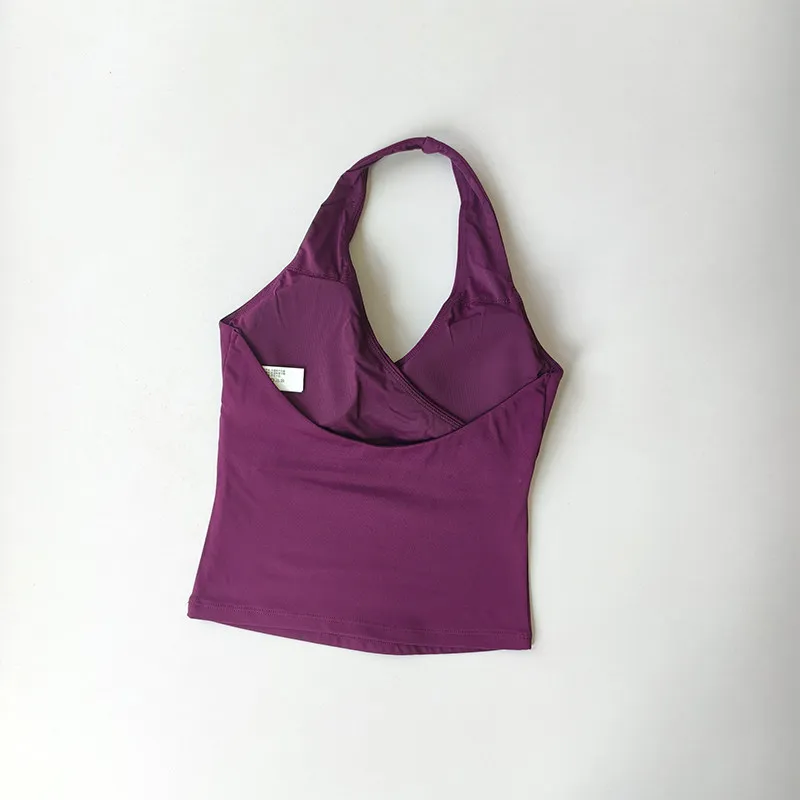 Sexy V-Ausschnitt Kreuzhalterhals mit Brustpolster Yoga-Top Ärmellos „Naked Sense“ Sport-Fitness-BH Oberteil Oberbekleidung Schöner Rücken – Detail 4