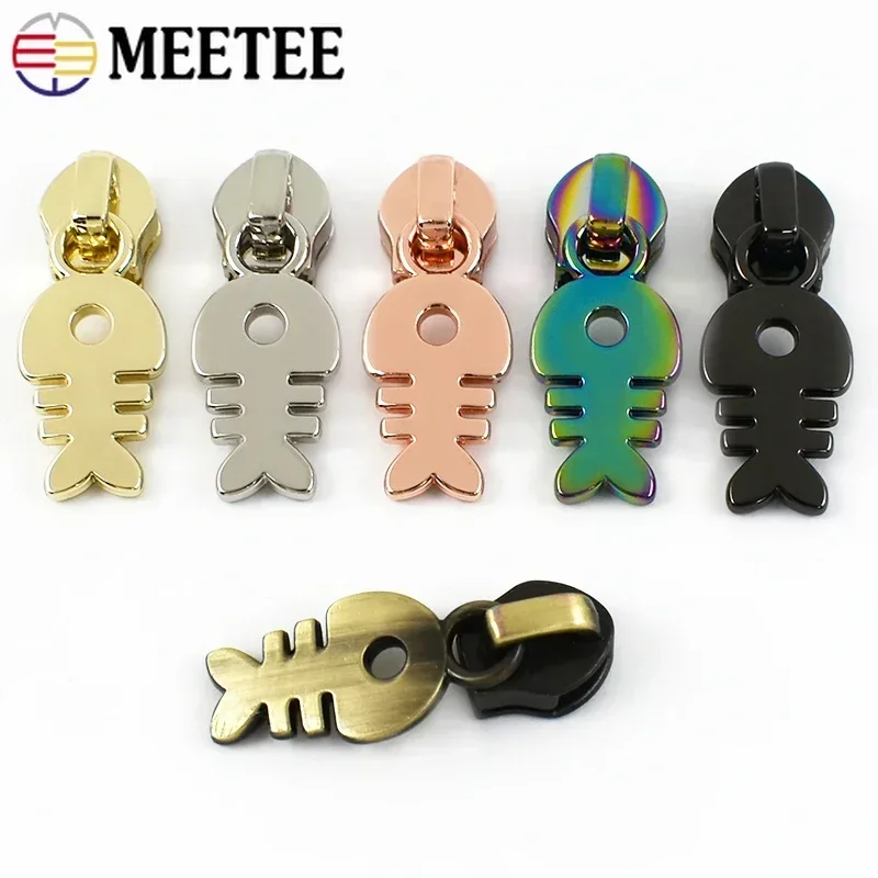 

5/10/20Pcs Meetee 5# Zipper Puller Sliders for Nylon Zippers Bags Pocket Zips Lock Head Clothing Zip Repair Kits DIY Accessories