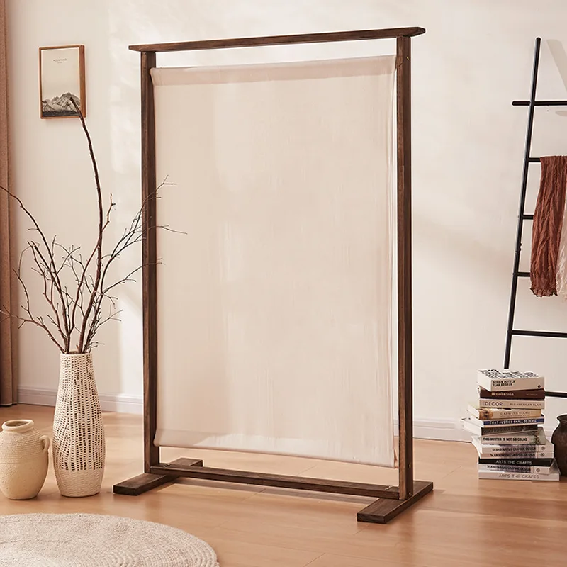 Screen partition living room entrance fabric solid wood screen entrance door baffle