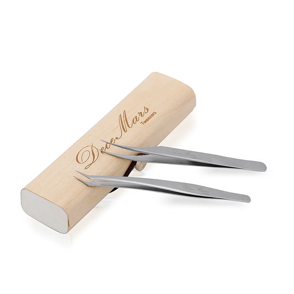DeceMars Straight and Curved Tip Tweezers Nipper For Eyelash Extensions Makeup Tools lash Extension Tweezers