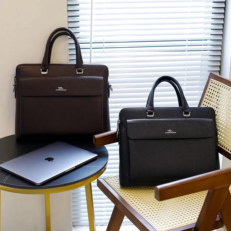 Luxury Business Men's Briefcase Fashion Leather Handbag Office Male Shoulder Messenger Large Capacity Laptop Bag