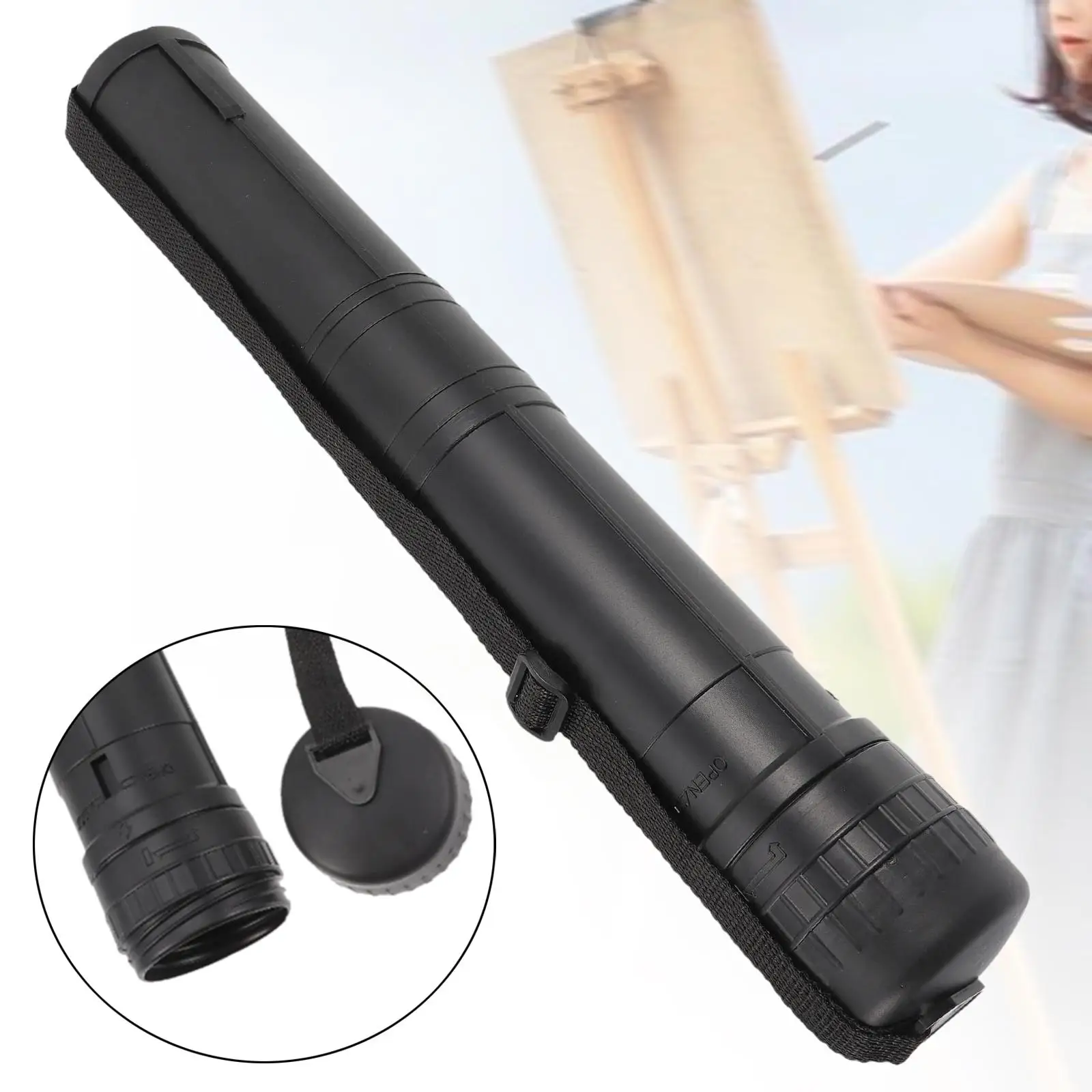 Extendable Poster Tube Drawing Tube Carrying Tube Artwork with Strap Portable Adjustable Length Document Holder Scroll Holder