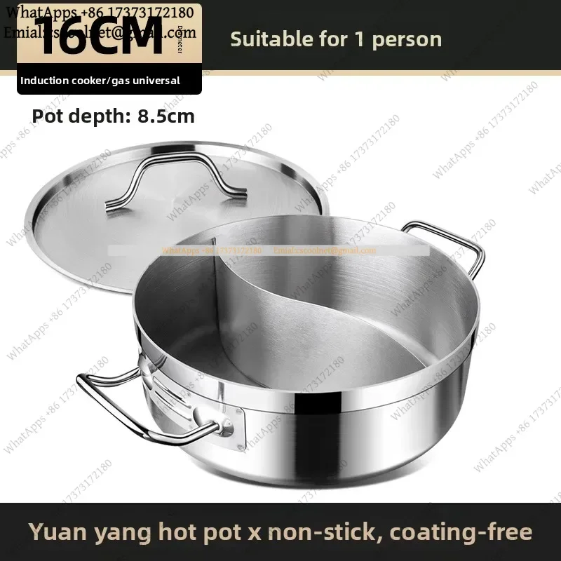 k3 Stainless Steel Dual Hot Pot Thickened Large-Capacity Divided Pot for Home Induction Cooking Family Dinner