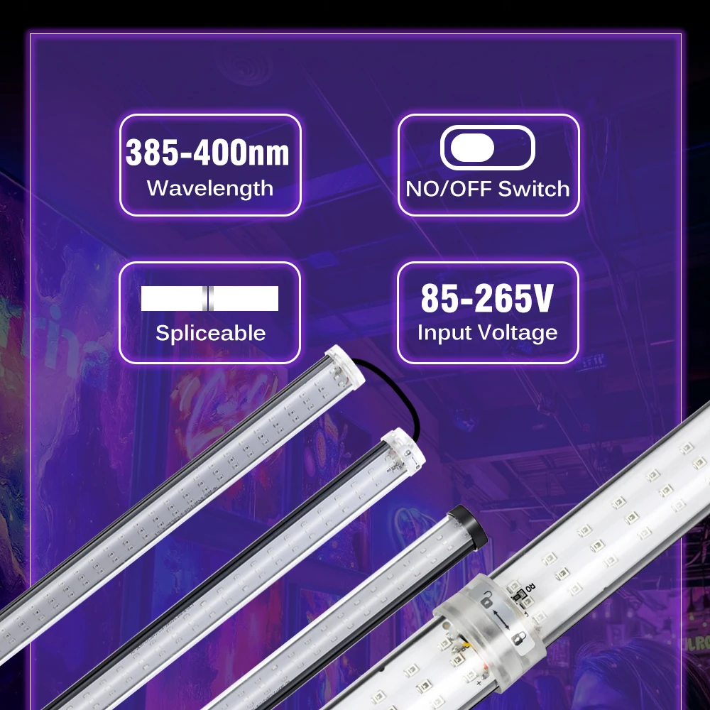 UV Light Tube High Quality For Blacklight Poster UV Art Bedroom Ultraviolet Light For Halloween Blacklight Club Spot Light