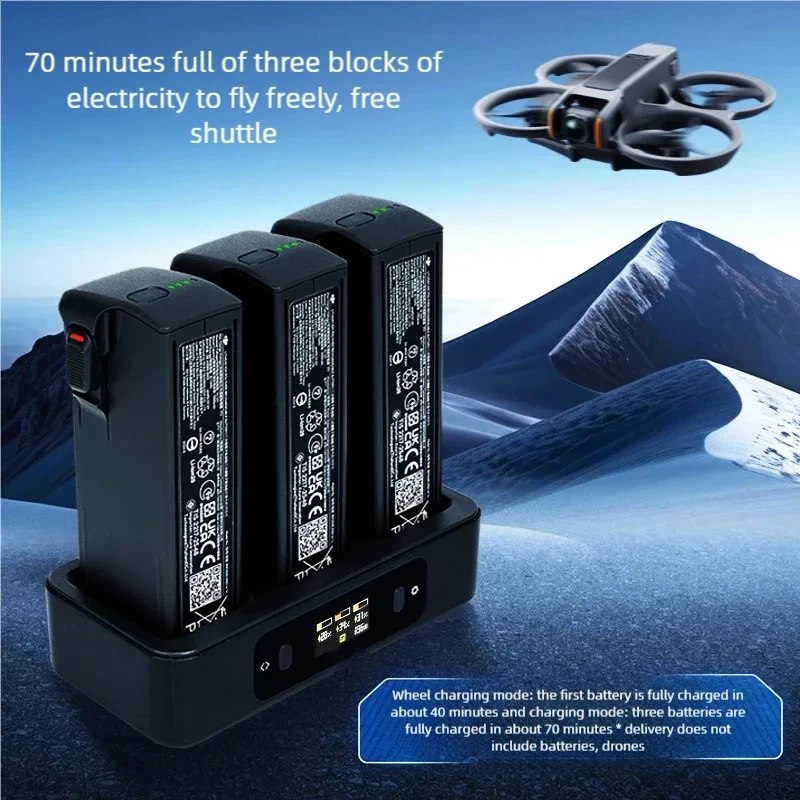 Зарядное устройство для DJI Avata2, концентратор быстрой зарядки, 100 Вт, трехстороннее интеллектуальное зарядное устройство, внешний аккумулятор, комплект для дрона с цифровым экраном Зарядное устройство для DJI Avata2, концентратор быстрой зарядки, 100 Вт, трехстороннее интеллектуальное зарядное устройство, внешний аккумулятор, комплект для дрона с цифровым экраном
