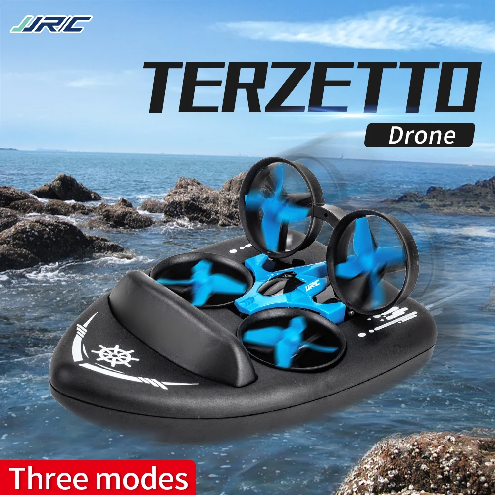 Summer Children's Air Cushion Boat Water Land Air Three in One Unmanned Aerial Vehicle Electric Remote Control Toy Aircraft Gift