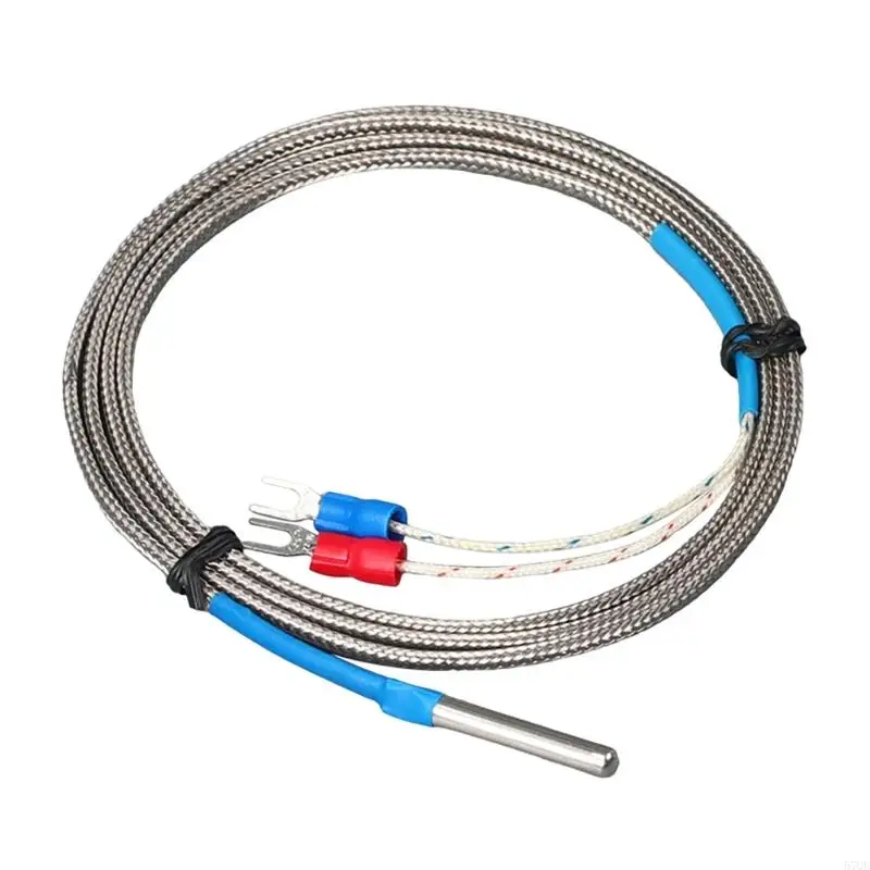 57QF 1/2/3/4/5m Braided Cable 30x4mm Thermocouple Probe 0-400℃ Measurement Ranges Stainless Temperature Sensors Thermocouple