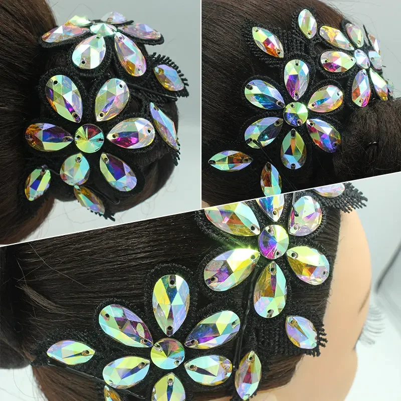 Bauchschmuck, lateinamerikanische Tanzaccessoires, AB-Steine, Kopfschmuck, modernes Tanzen, Gesellschaftstänze, Auftrittsaccessoires, Blumen-Haarspange – Detail 1