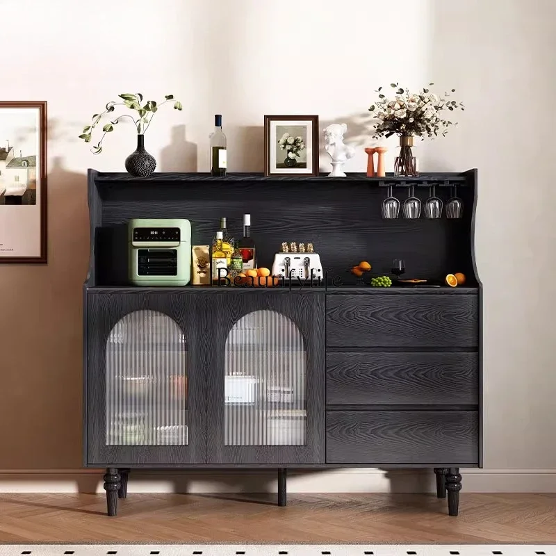 

1French retro rock slab dining side cabinet wine cabinet, antique style integrated decorative cabinet