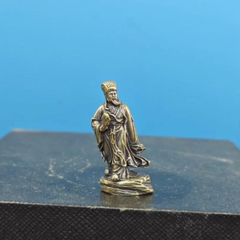 

Antique brass mini Zhuge Liang character statue ornament landscape decoration model modern exquisite handicraft