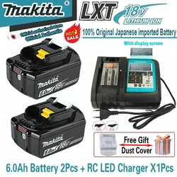 Genuine Makita 18V Battery 6Ah Rechargeable Power Tools Battery 18V makita with LED Li-ion Replacement LXT BL1860B BL1860 BL1850