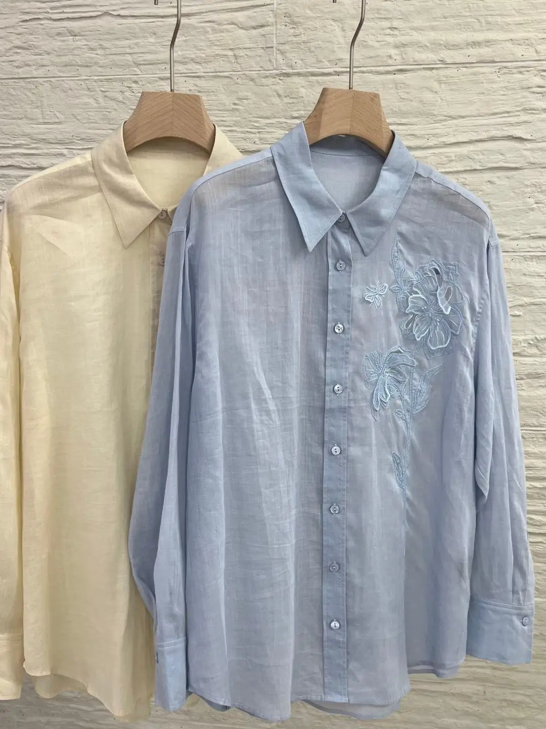 

Casual versatile simple women's solid color 100% ramie shirt