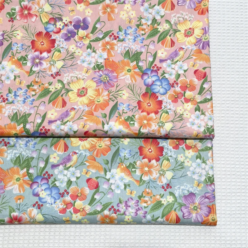 160x50cm Floral Magpie Cotton Twill Sewing Fabric, Making Bedding Handmade Home Wear Bag Lining Cloth