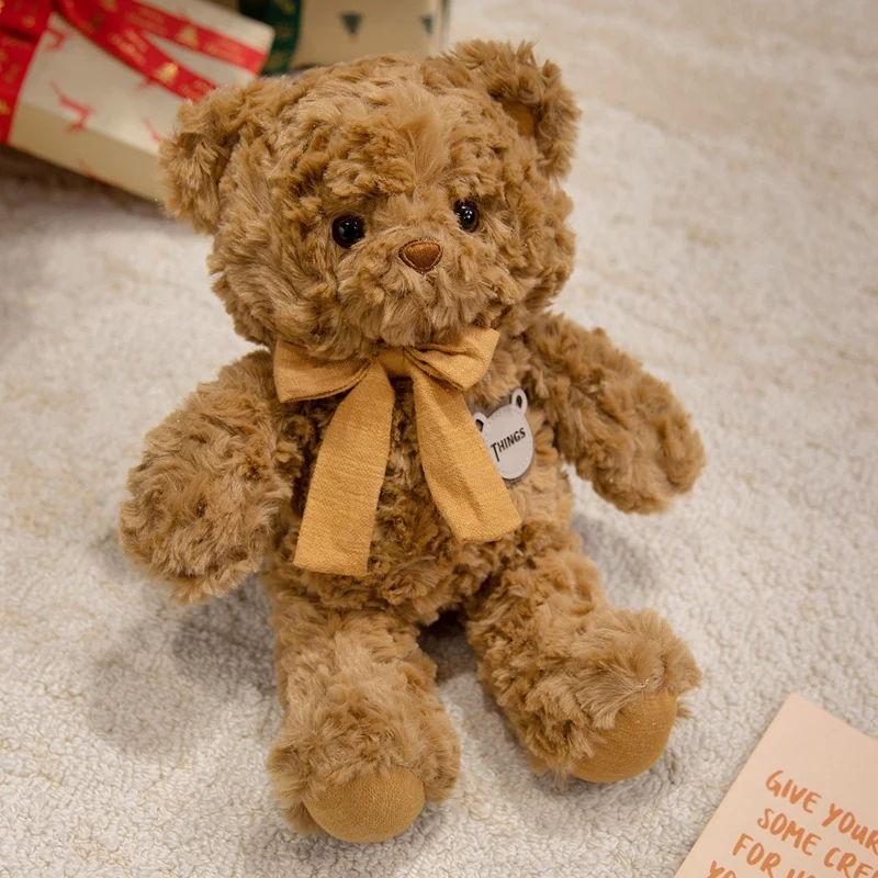 

32-48cm Kawaii Bow Bear Plush Toys Romantic Stuffed Soft Knot Bib Bear Doll Kids Baby Birthday Gift Bedroom Decoration
