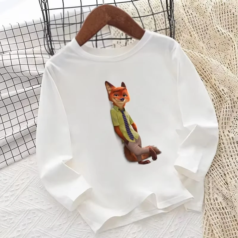 تي شيرت Zootopia كارتوني بأكمام طويلة للأطفال ملابس كاجوال للخريف مناسبة للأولاد والبنات #2