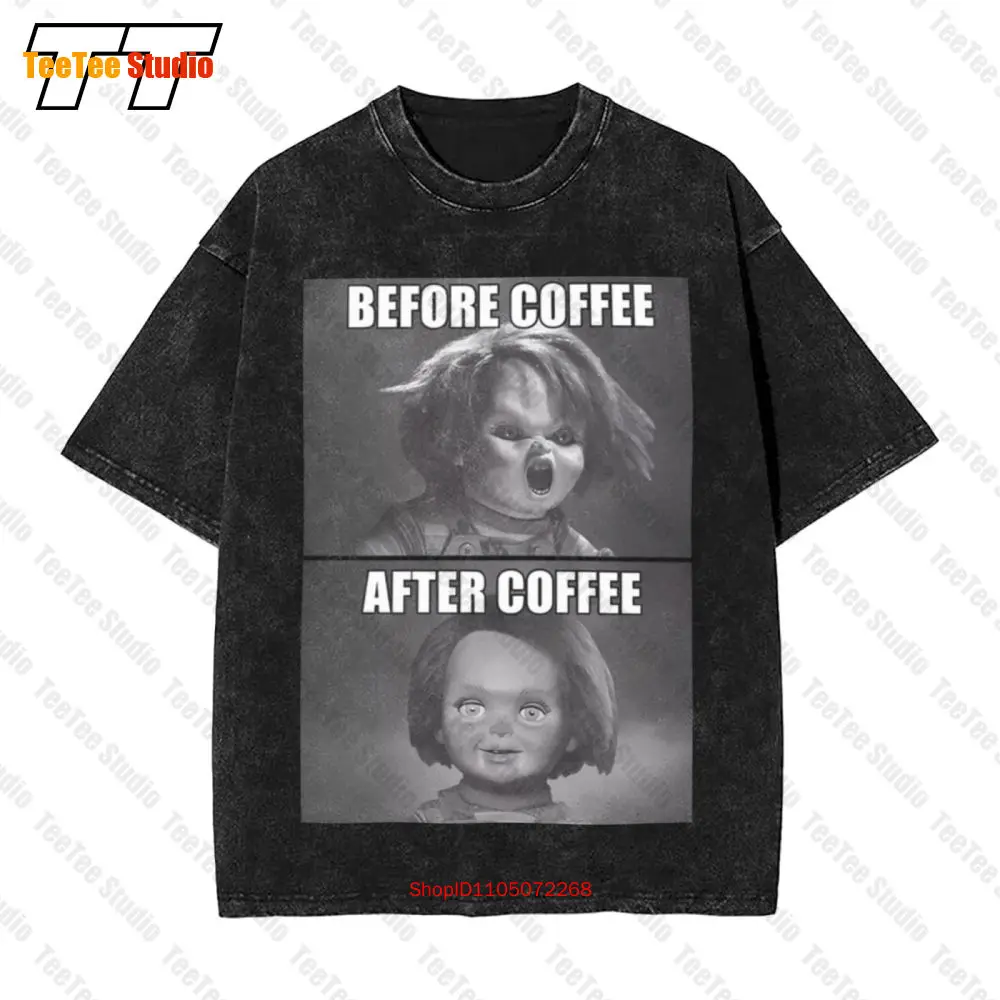 

Chucky Before And After Coffee Child'S Play Vintage Oversized T-Shirt NNY5