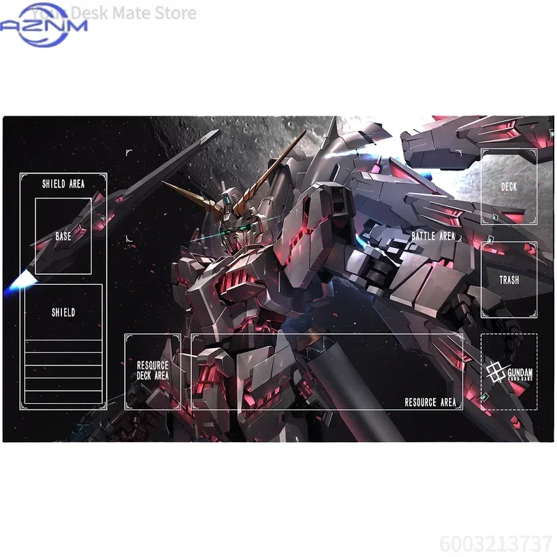 Destiny Gundam TCG Playmat Air Battle Armored Robot Trading Card Game Mat, Large Stitched Edge Playmat for Tabletop Card Games