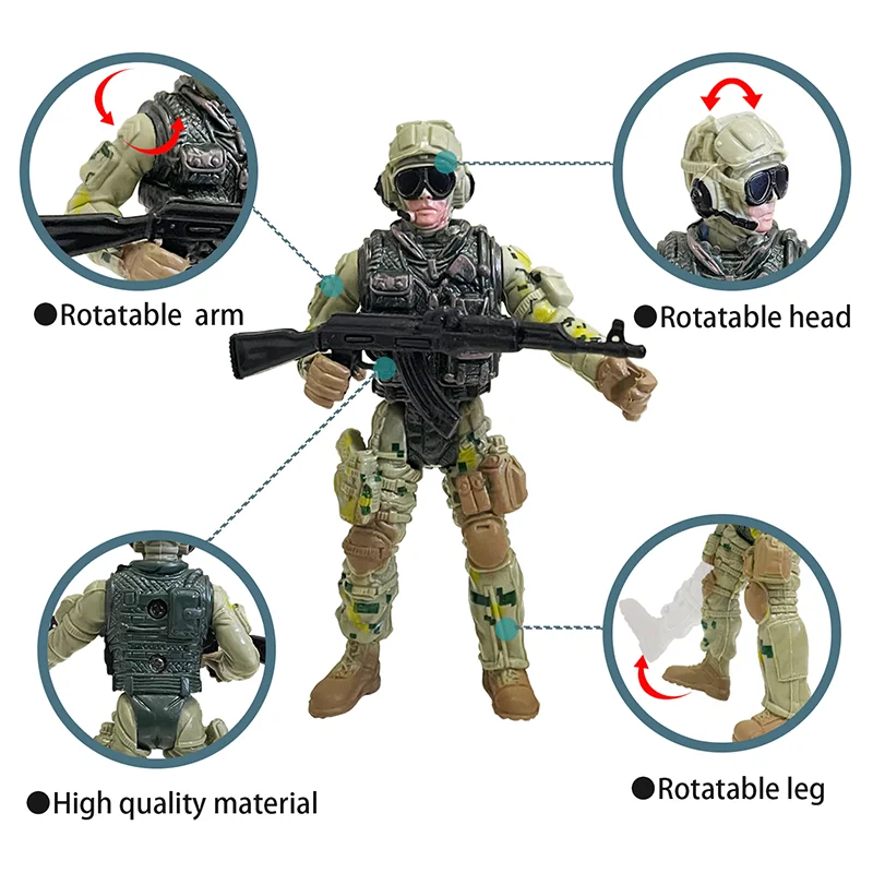 10cm Warrior Elite Force Army Police Military Snow Navy Soldier Action Figure Toy Terrorist SWAT Team Figuras for Children Gift