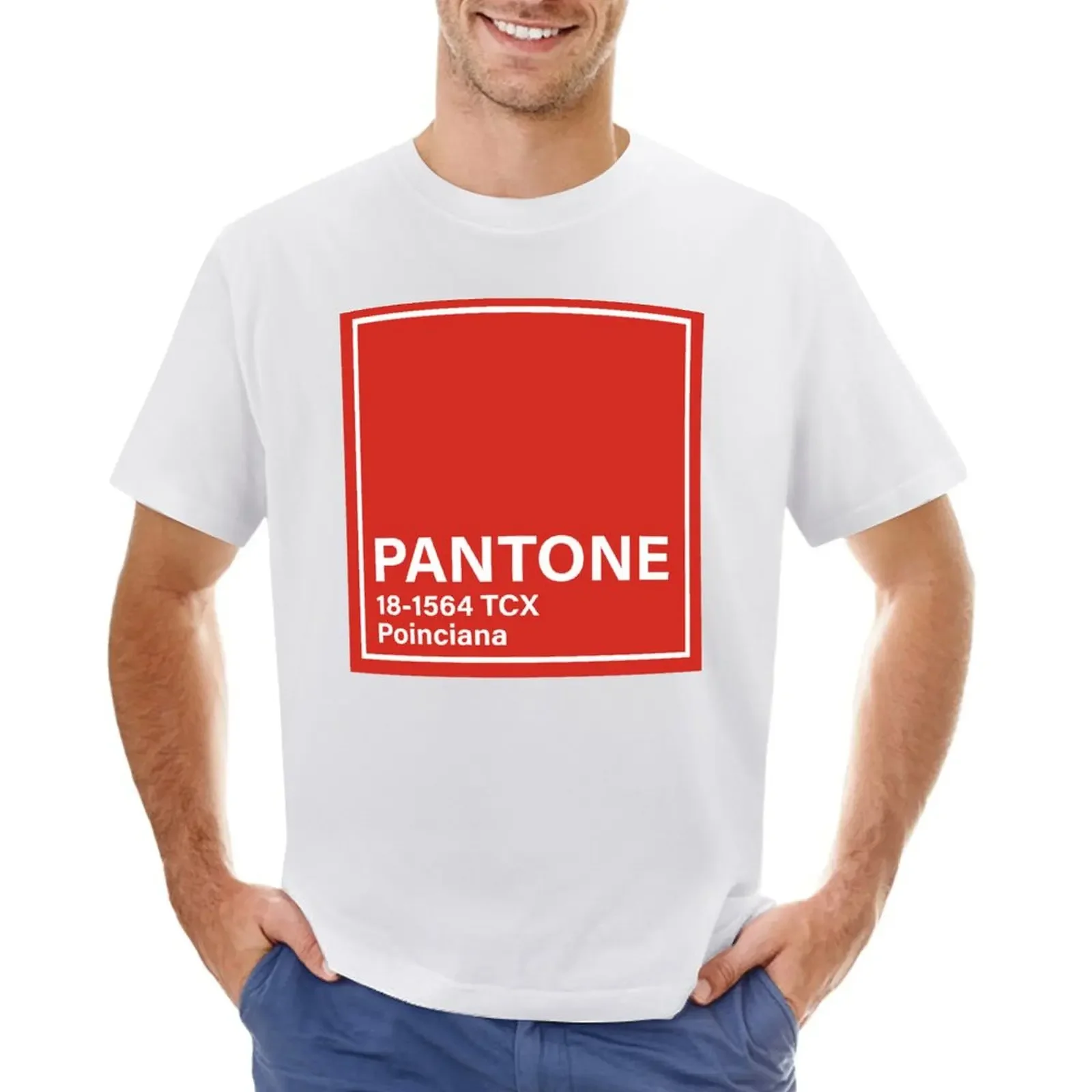 pantone 18-1564 TCX Poinciana T-shirt plus sizes summer tops cute tops plain t shirts men