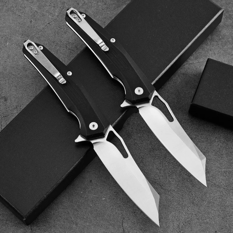 Outdoor Folding Knife D2 Steel Portable Defense Folding Knife G10 Tactical Knife Fruit Knife Mountaineering Pocket Knife