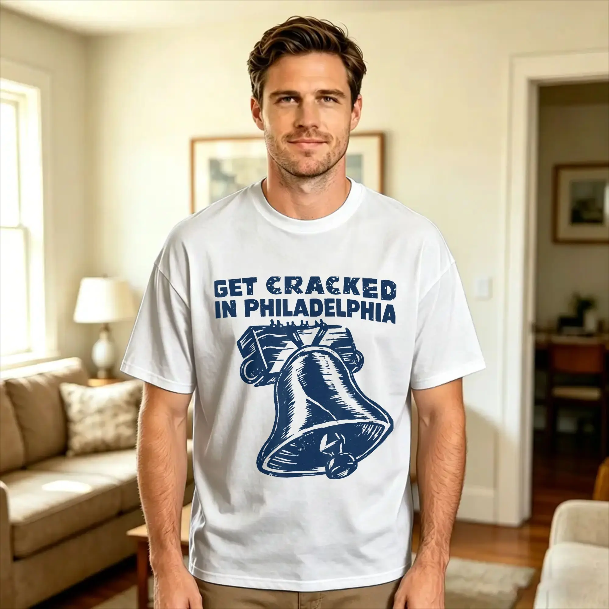Get Cracked in Philadelphia Vintage T Shirt Summer Harajuku T-Shirts 100 Cotton O Neck Plus Size Top Tees Short-Sleeved Y2K Tops