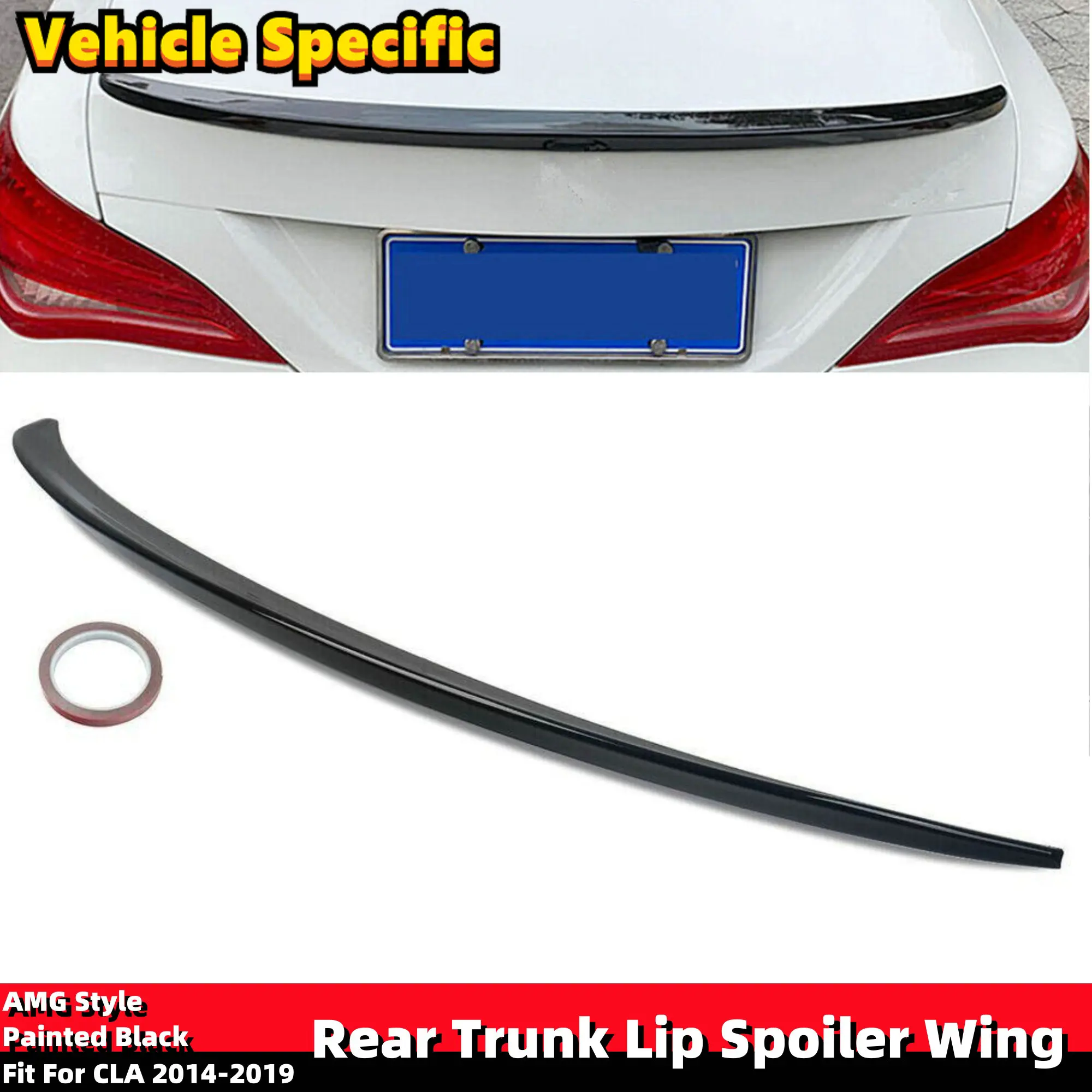 Painted Gloss Black Rear Trunk Lip Spoiler Wing Fit For Mercedes CLA 2014-2019 C117 CLA250 AMG Style